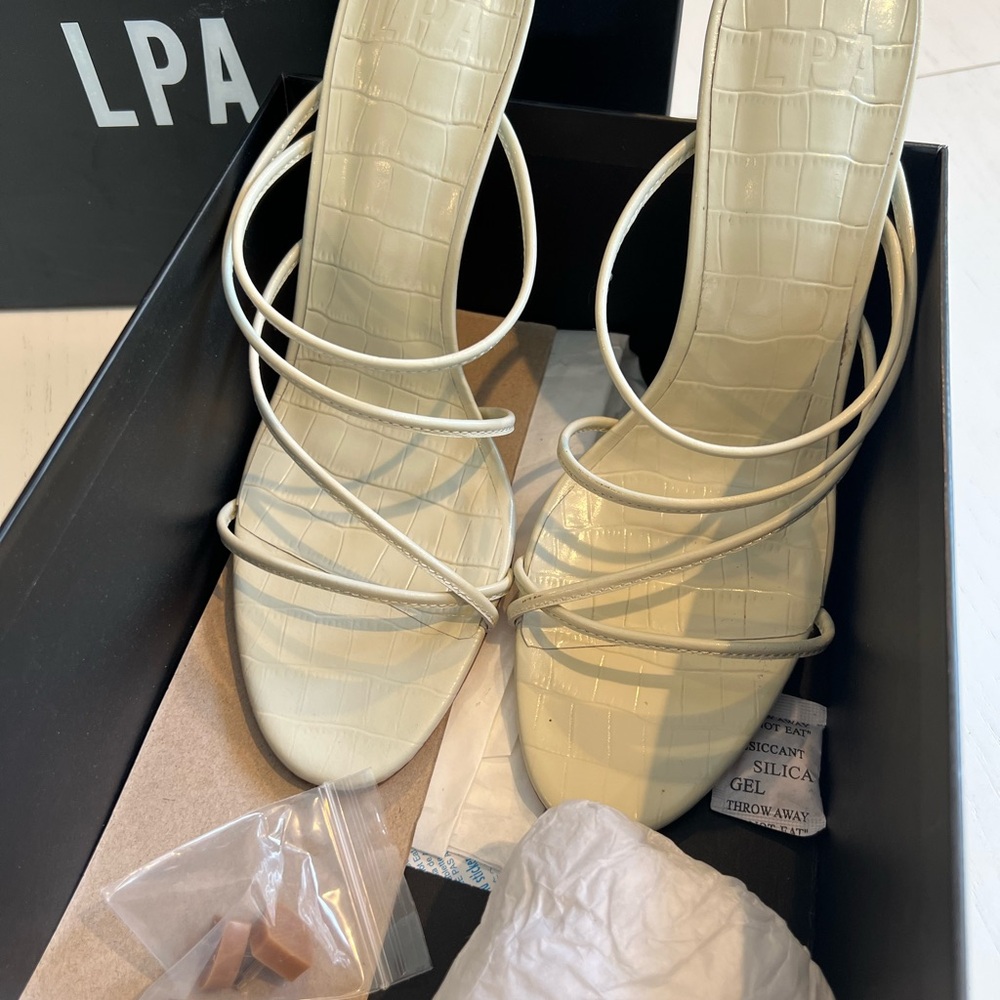 LPA Women's Cream Strappy Heels